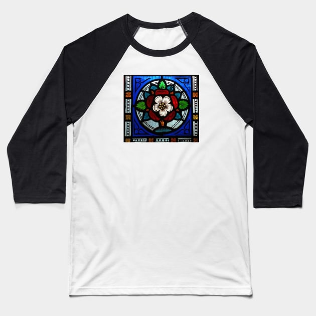 Tudor Rose Window Baseball T-Shirt by Grant Hudson